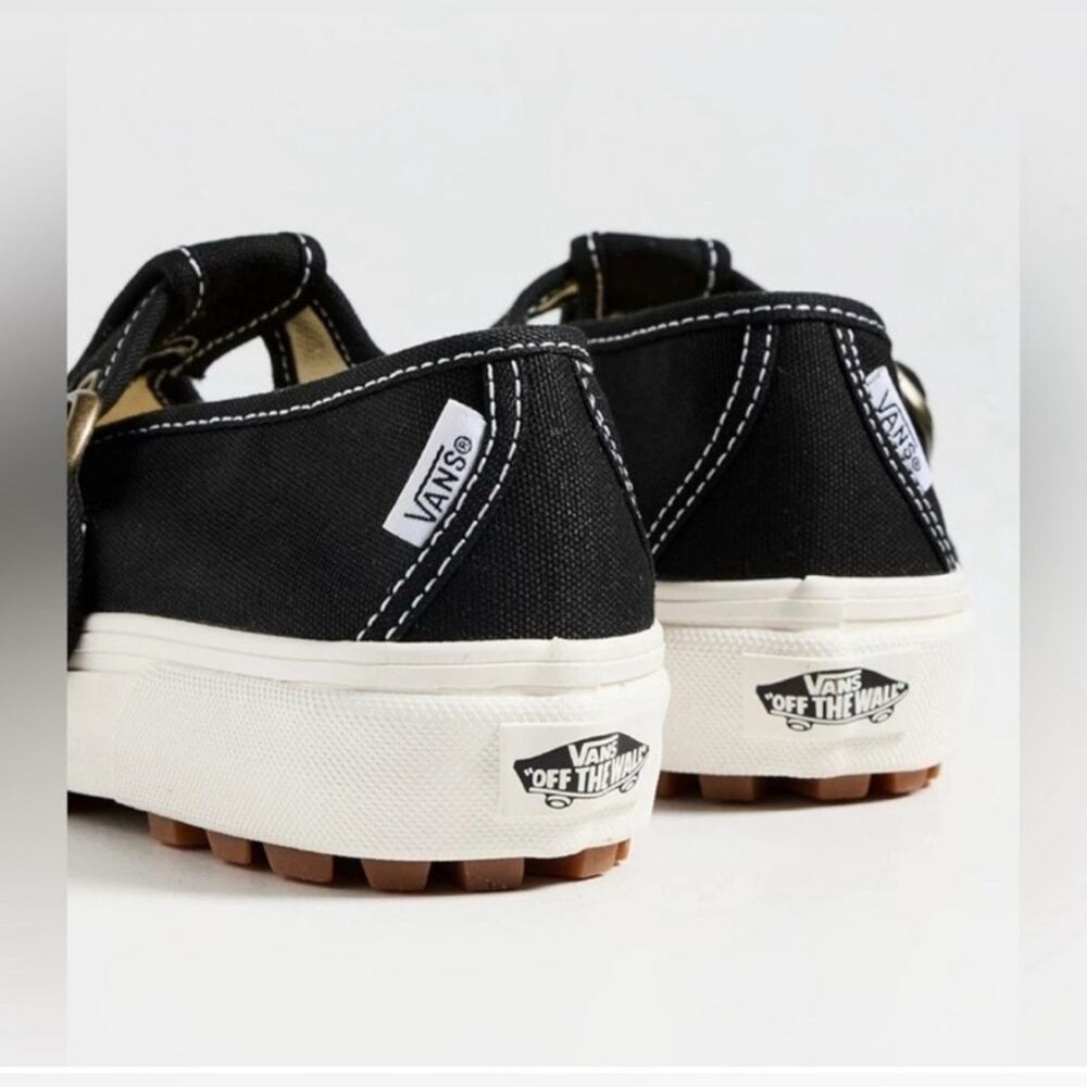 NEW VANS STYLE 93 BLACK CANVAS WHITE RUBBER MARY JANE SNEAKERS BUCKLE SZ 9.5 - Picture 6 of 13